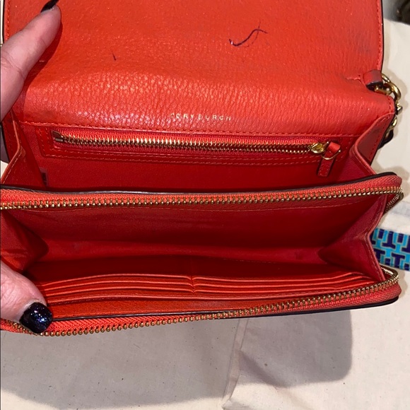 Tory Burch Orange Leather Wallet Crossbody - Picture 10 of 11